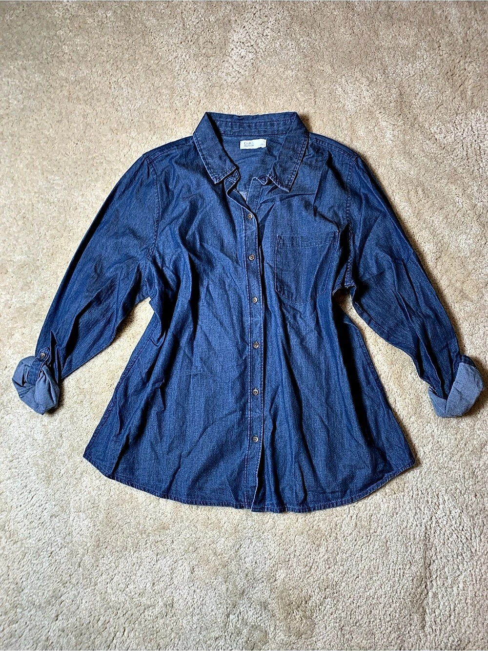 Croft & Barrow Denim Button Down Shirt Size Large